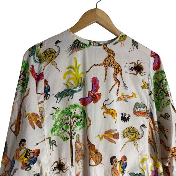 Rhode Ella Jungle Print Boho Long Sleeve A-Line Mini Dress Size XS - Picture 7 of 15